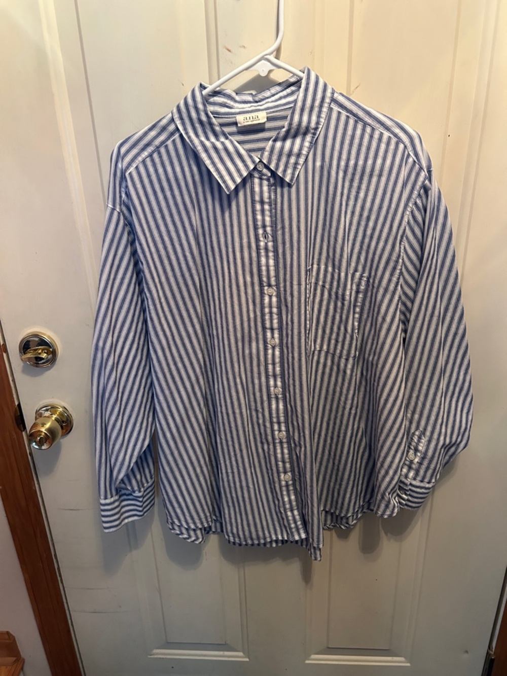 a.n.a Blue & White Striped Button Down Shirt